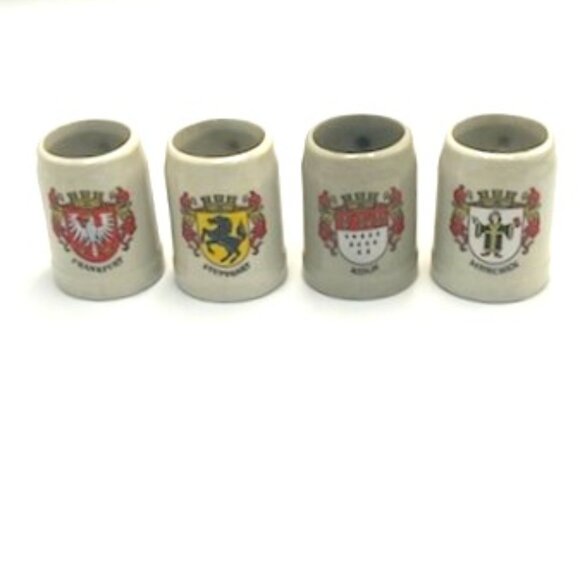Other - Vtg Mini German Stoneware Beer Steins Mugs Frankfort Stuttgart Koln Munchen